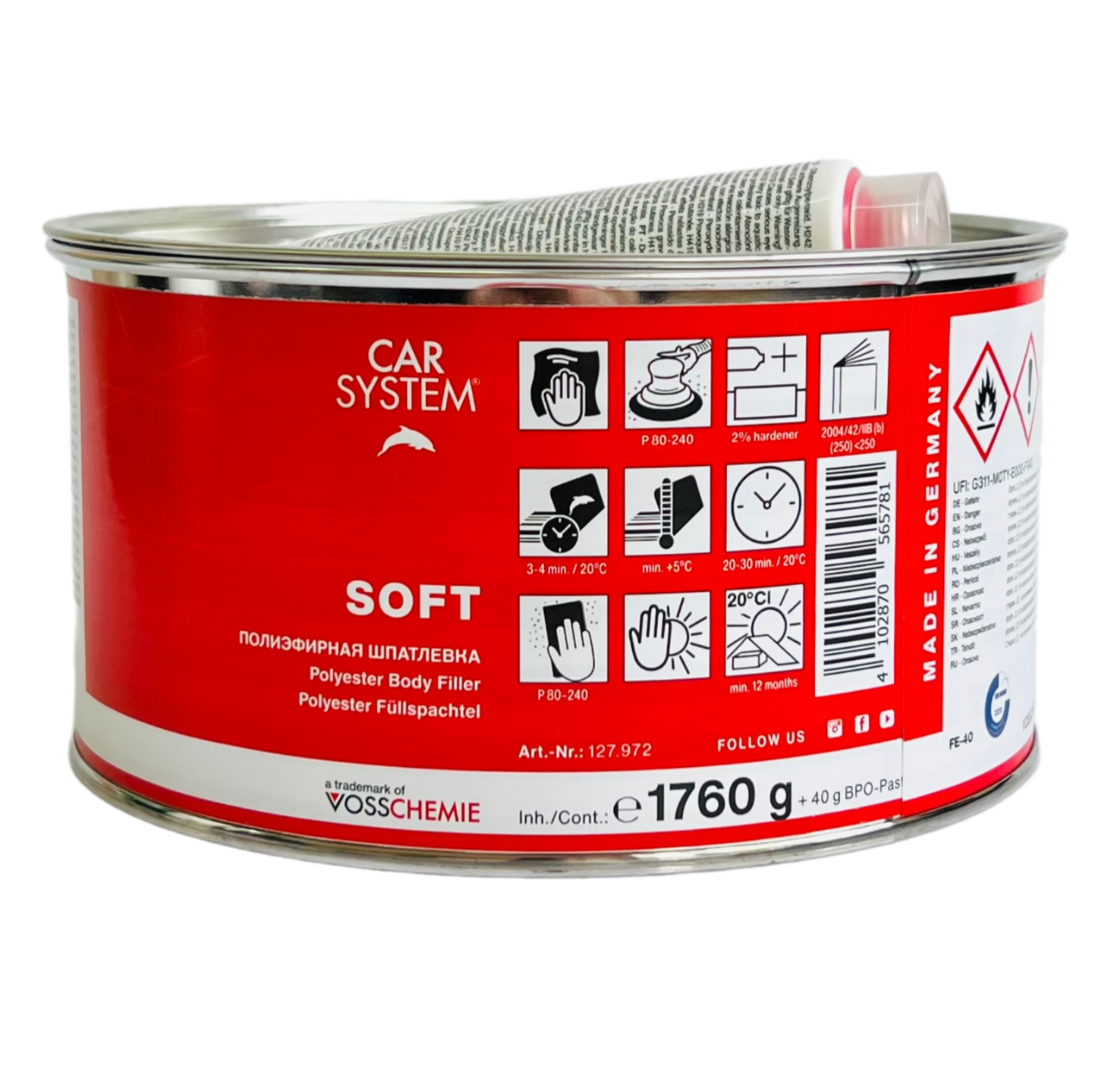 Шпатлевка 2К полиэфирная универсальная SOFT, бежевая (1.8кг)