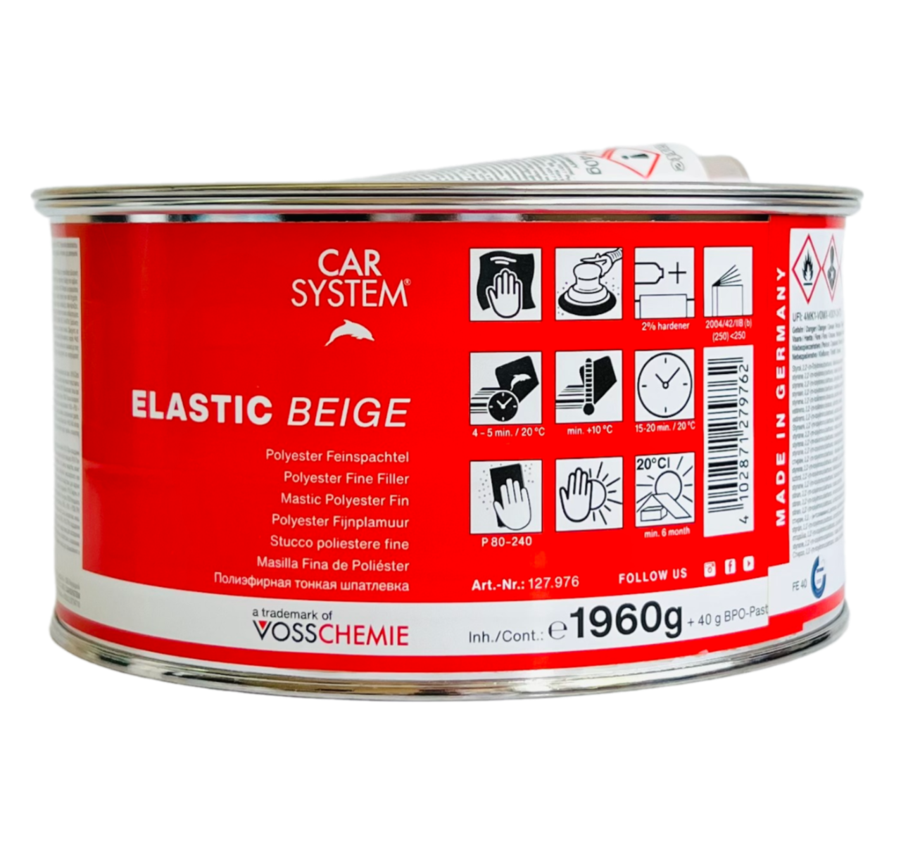 Шпатлевка 2К полиэфирная доводочная ELASTIC, бежевая (2.0кг)
