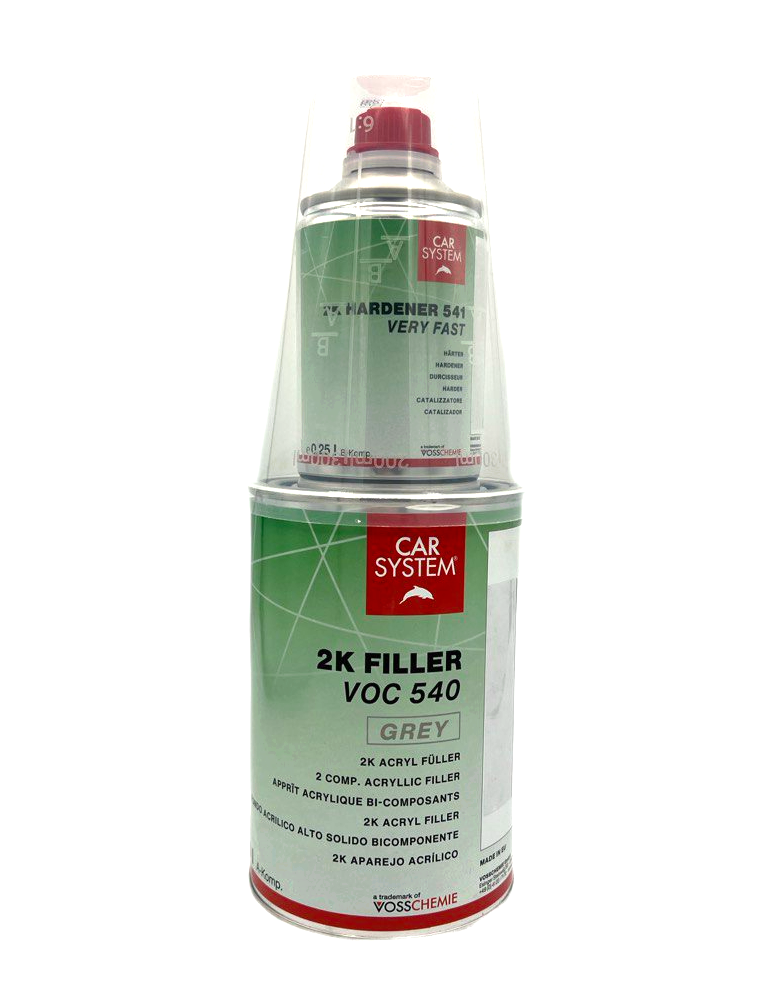 Грунт-наполнитель 2K FILLER VOC 540 4:1 (грунт 1.0л + отвердитель 0.25л), серый